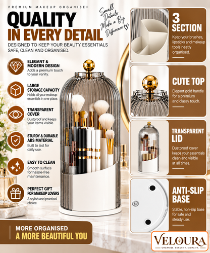 360° Rotating Makeup Brush Holder | by VELOURA®