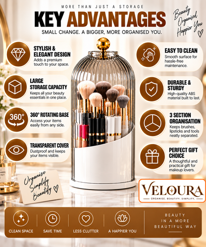 360° Rotating Makeup Brush Holder | by VELOURA®