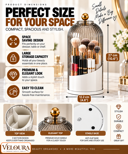 360° Rotating Makeup Brush Holder | by VELOURA®